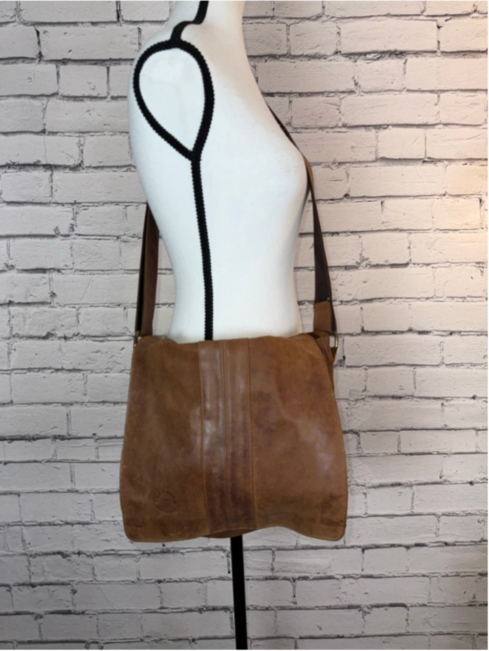 Women's Vera Pelle Leaf Bags Brown Leather Crossbody Messenger Bag Purse 11x10x3 - Picture 3 of 16